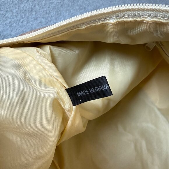 Levenger Taupe Brown Cream Purple Overnight Travel Bag Shoulder Duffel Weekend - Picture 10 of 16